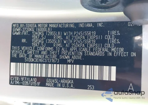 2012 Toyota Highlander Limited V6 from USA, damaged, VIN 5TDDK3EH6CS131673